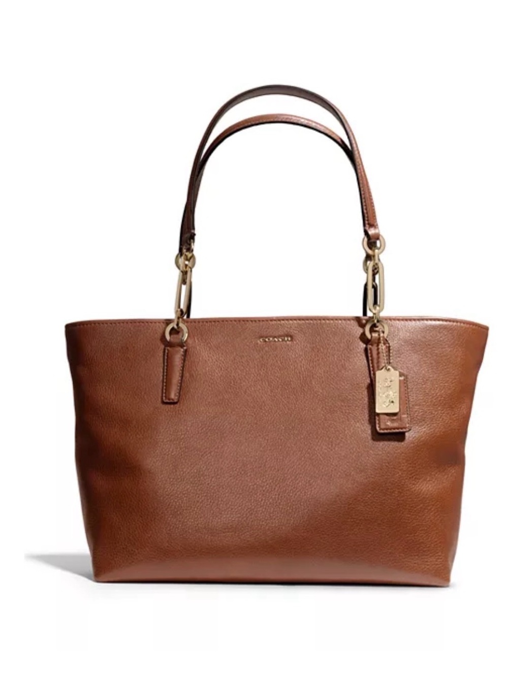 Coach Madison East/West Leather Tote Bag in Brown with Gold Hardware